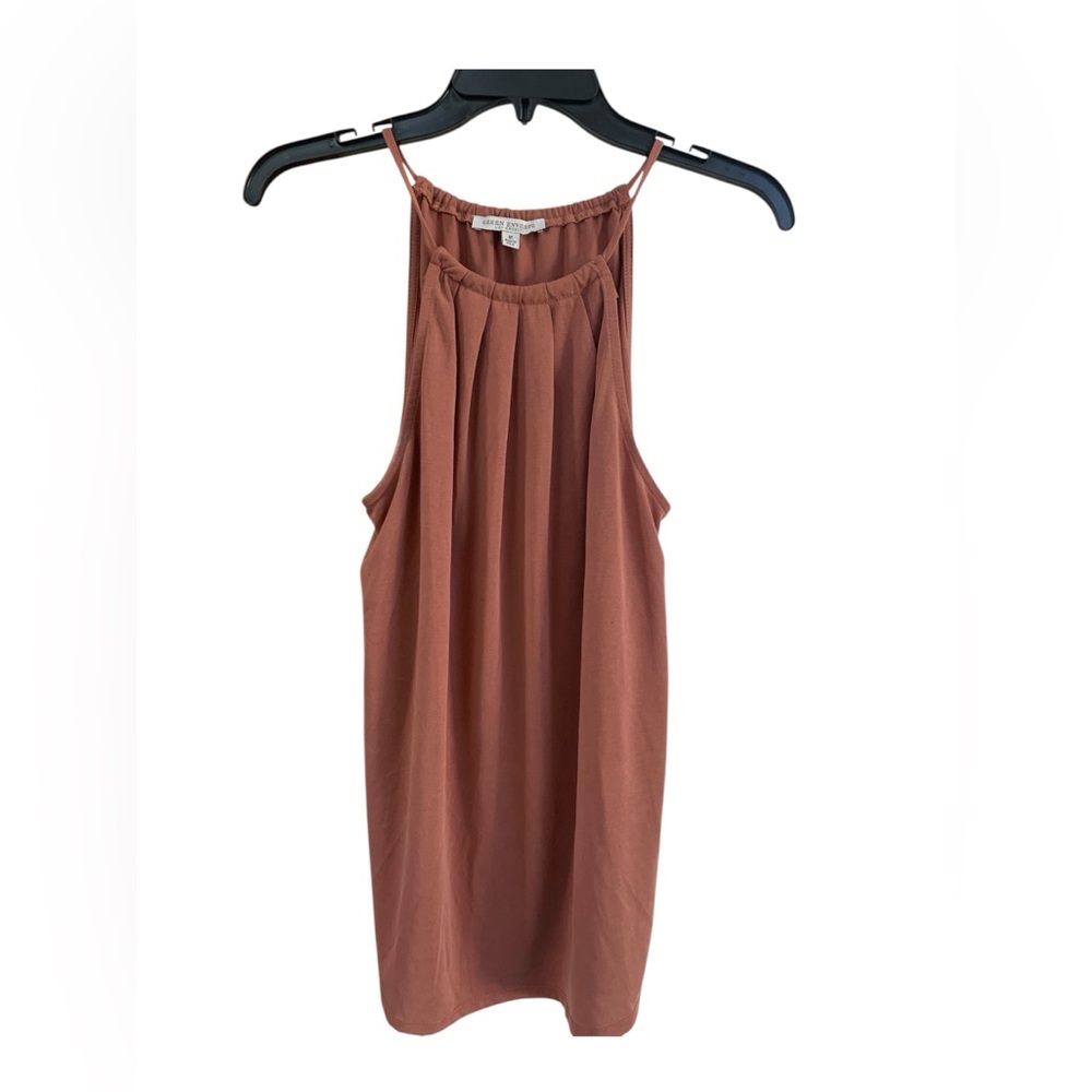 Green Envelope Sleeveless Blouse in Warm Brown